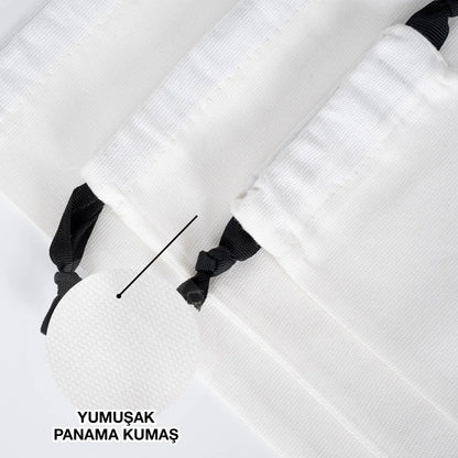Siyah İpli Beyaz Panama Kese - 20x30 cm