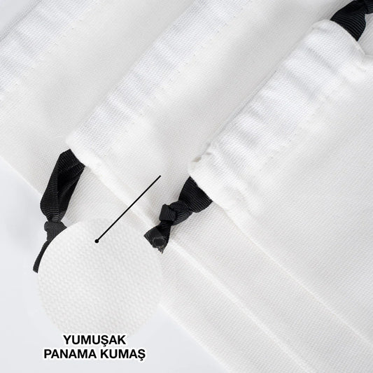Siyah İpli Beyaz Panama Kese - 20x30 cm