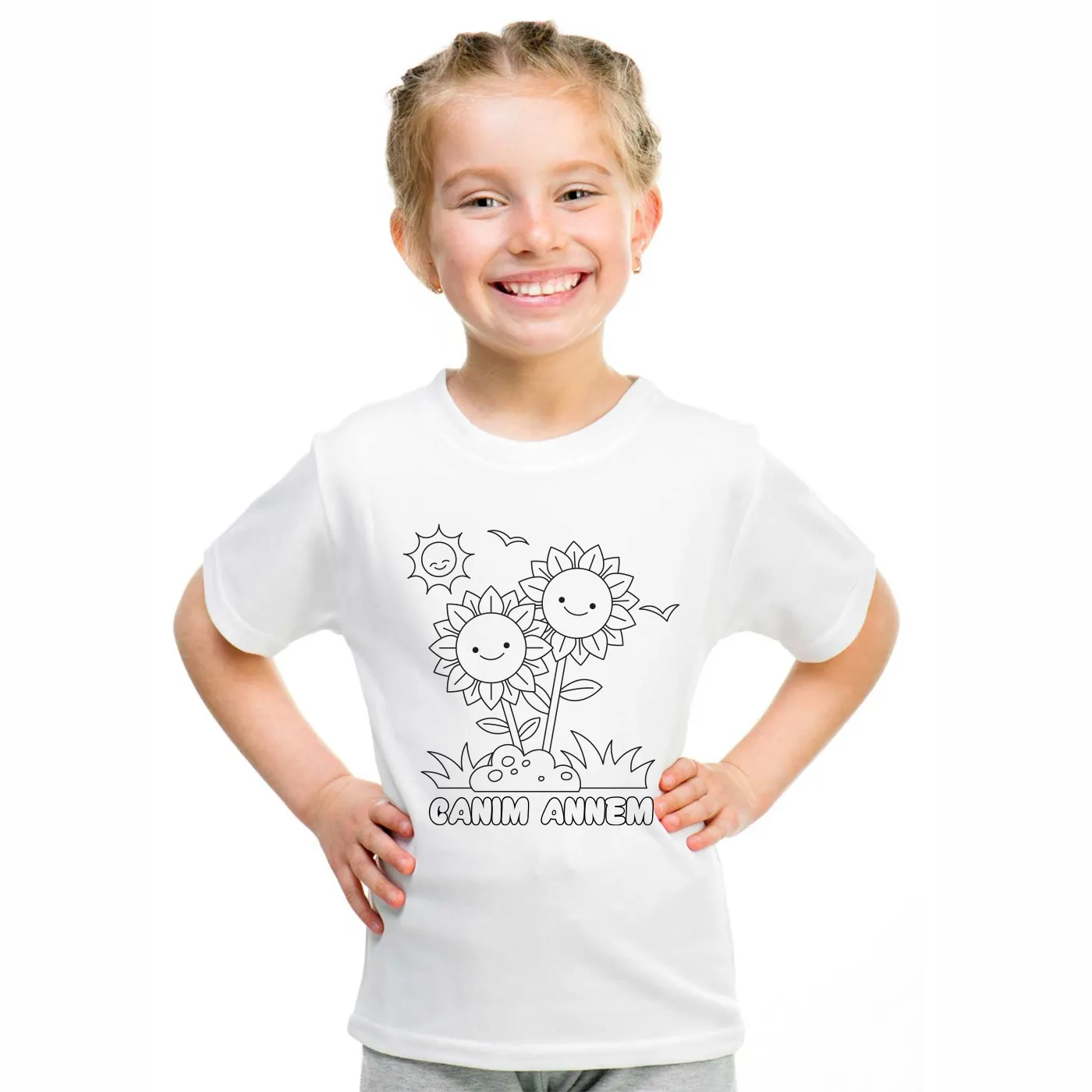 Boyanabilir Tişört 1.Kalite Canım Annem - Ayçiçekli