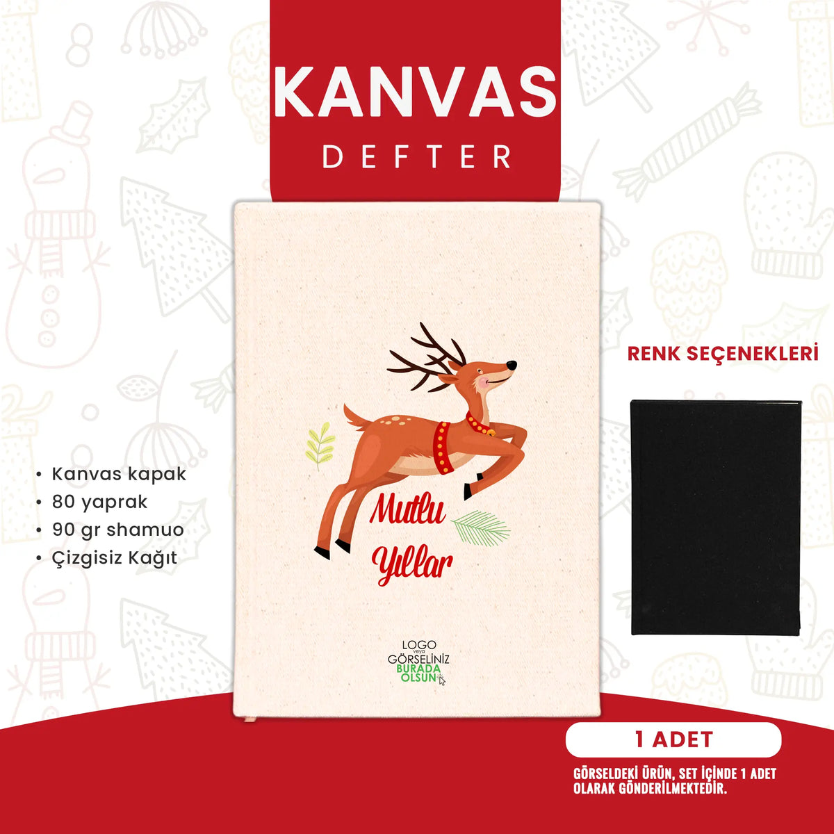 Ofis çalışanlarına özel logolu yılbaşı hediye seti: çanta, termos ve defter