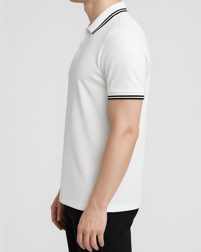 Premium Polo Yaka Tişört Beyaz