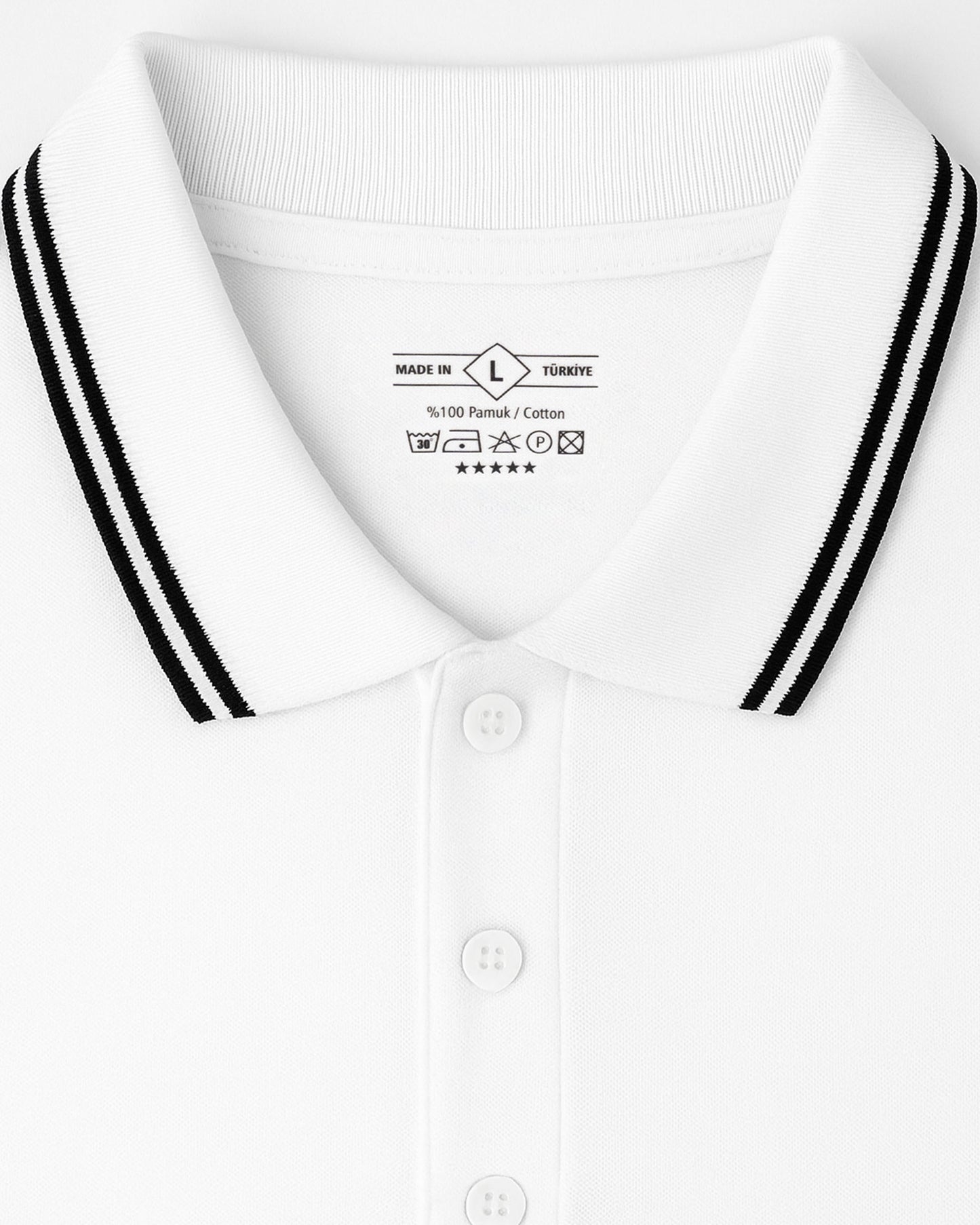 Baskılı Premium Polo Yaka Tişört Beyaz