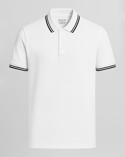 Baskılı Premium Polo Yaka Tişört Beyaz