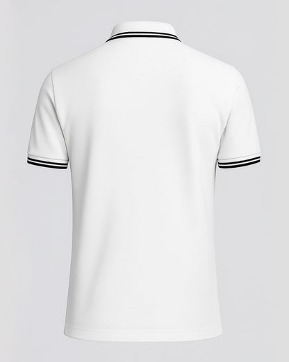 Baskılı Premium Polo Yaka Tişört Beyaz