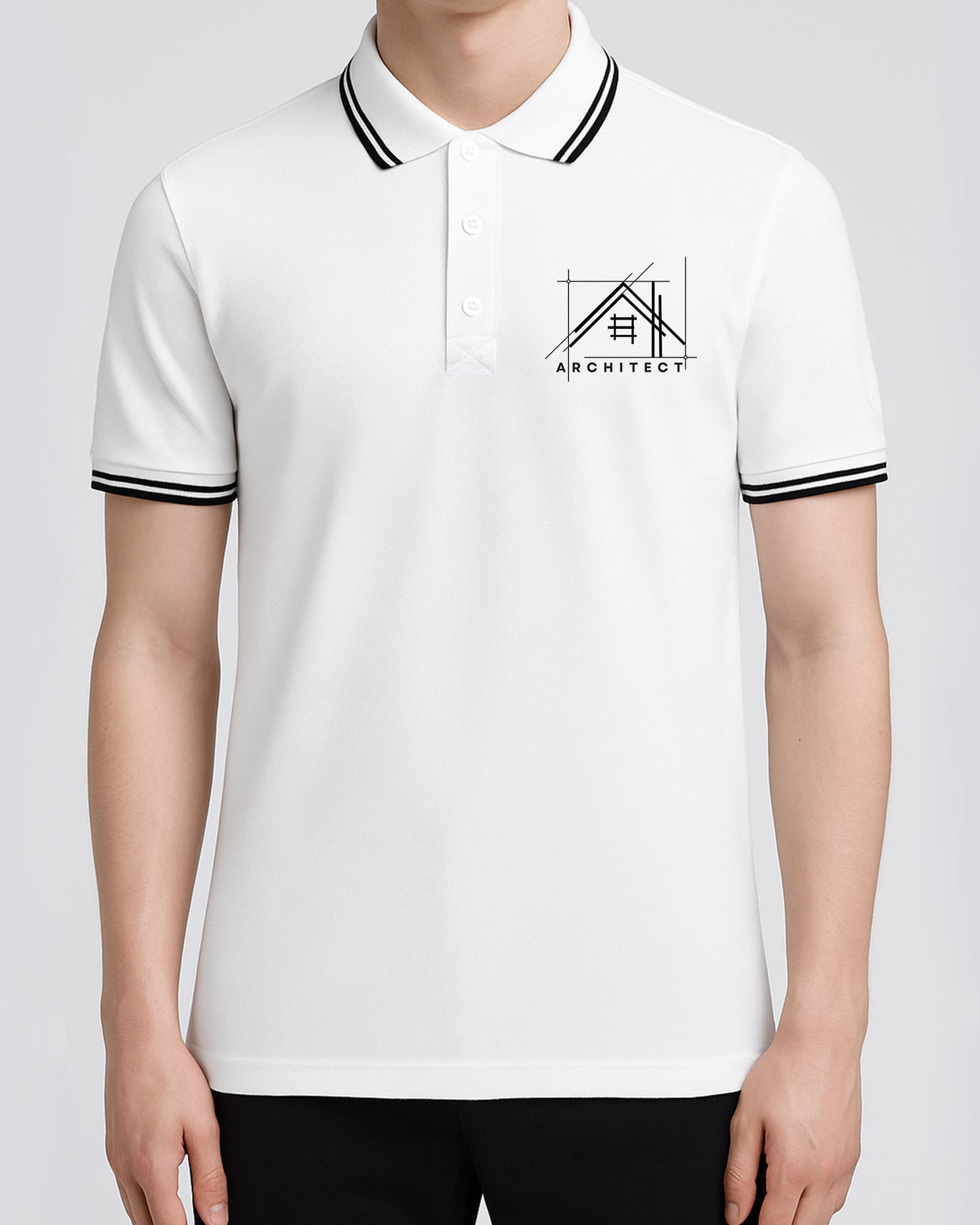 Baskılı Premium Polo Yaka Tişört Beyaz