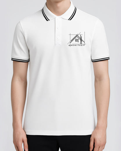 Baskılı Premium Polo Yaka Tişört Beyaz