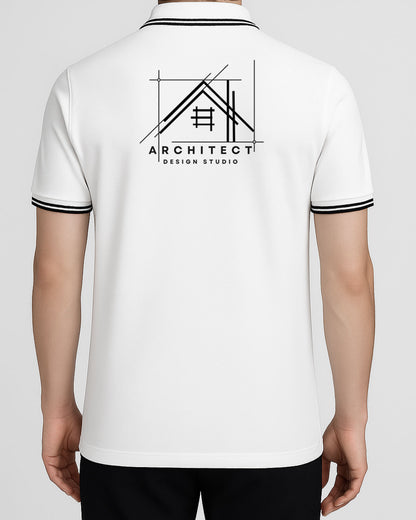 Baskılı Premium Polo Yaka Tişört Beyaz