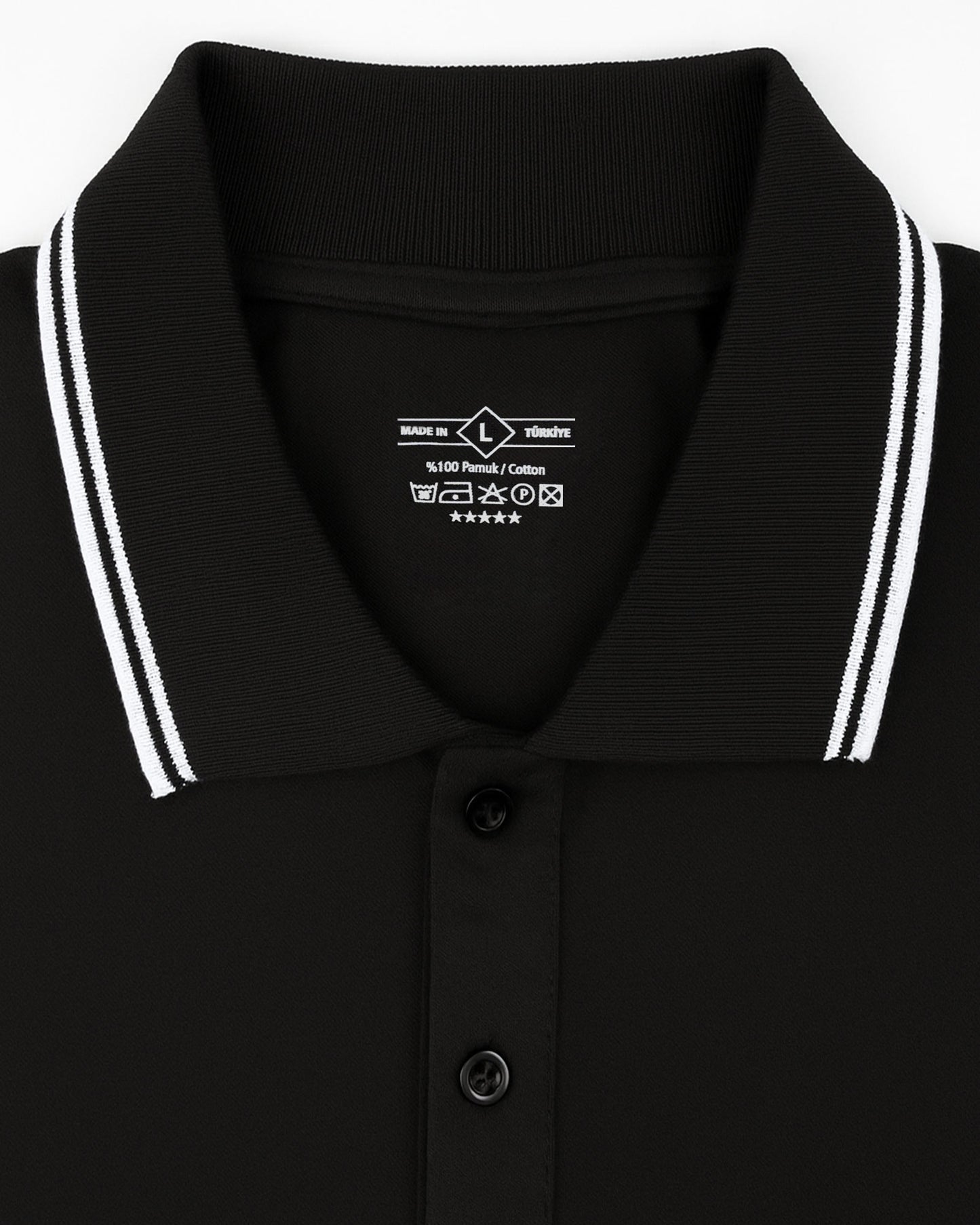 Baskılı Premium Polo Yaka Tişört Siyah