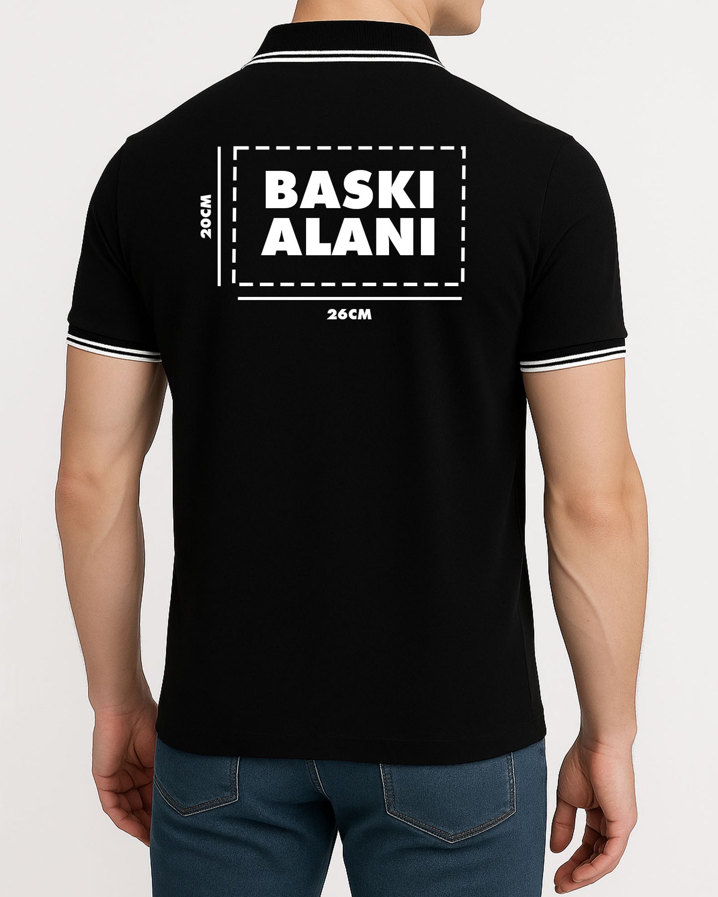 Baskılı Premium Polo Yaka Tişört Siyah
