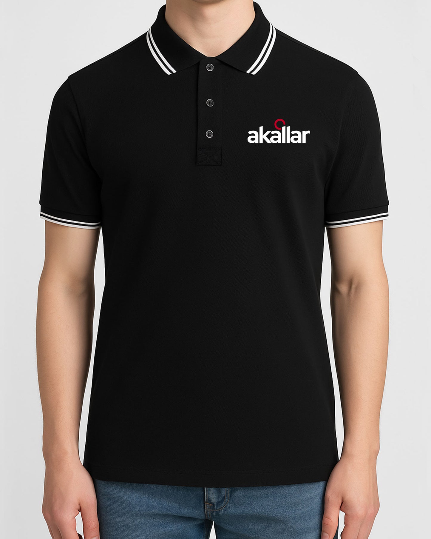 Baskılı Premium Polo Yaka Tişört Siyah