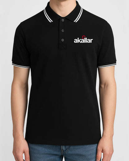 Baskılı Premium Polo Yaka Tişört Siyah
