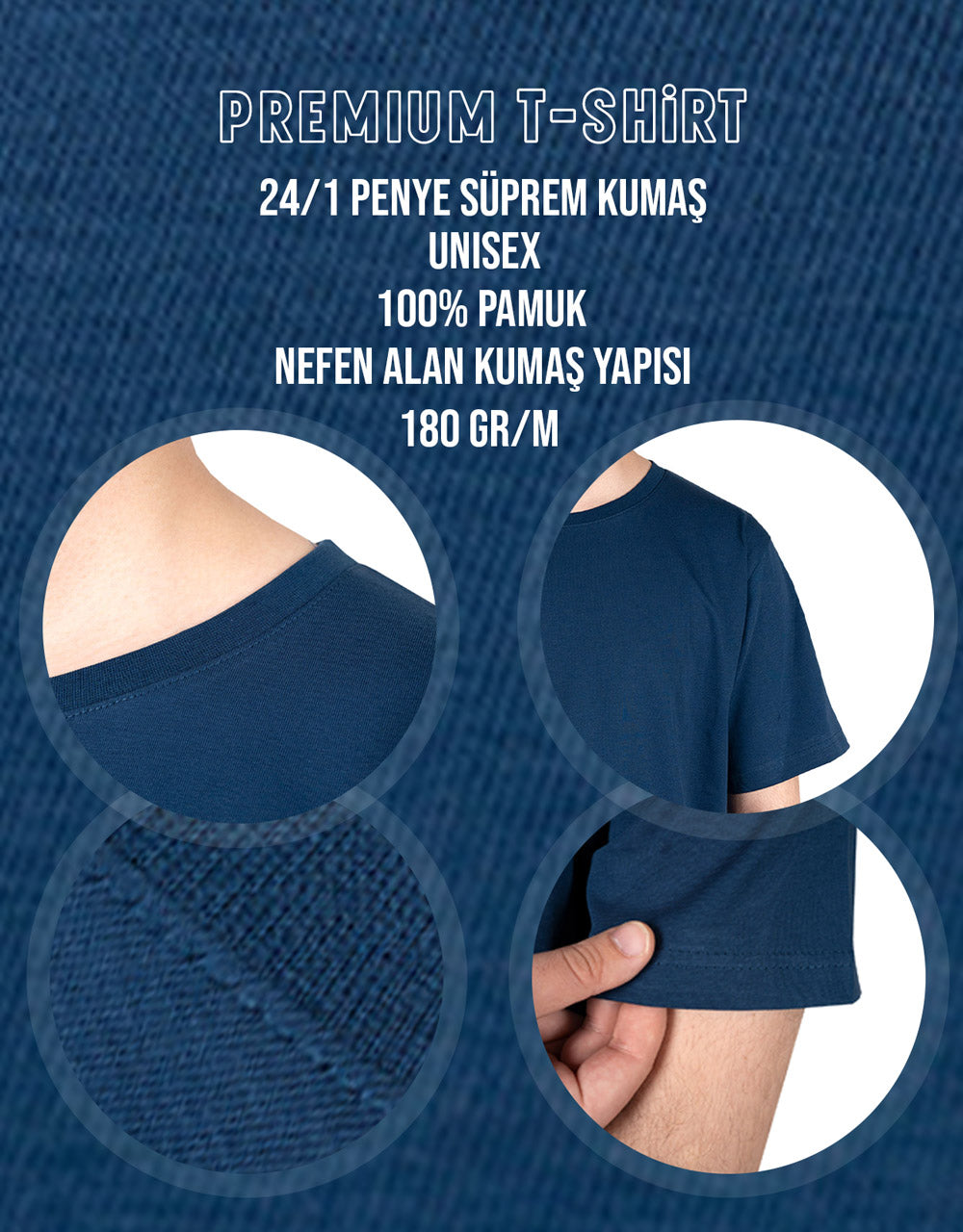Premium Tişört İndigo Renk