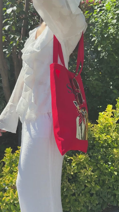 Gabardin Bez Çanta Kırmızı 35x40 cm (Özelleştirilebilir)