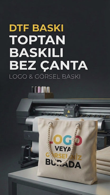 Baskılı Kanvas Plaj Çantası - Kuş Gözlü Halat Kulplu (Özelleştirilebilir)