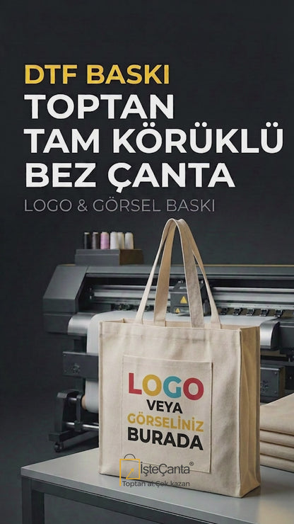 Tam Körüklü Kanvas Çanta - Cepli - 45x35x10 cm (Özelleştirilebilir)