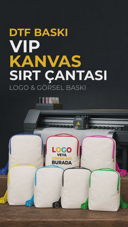 Siyah VIP Kanvas Sırt Çantası (Özelleştirilebilir)