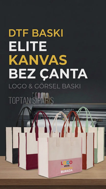 Elite Kanvas Alışveriş ve Plaj Çantası – 390gr Dayanıklı Kumaş, 45x35x19 cm, Büyük Bez Çanta, Kiremit (Özelleştirilebilir)