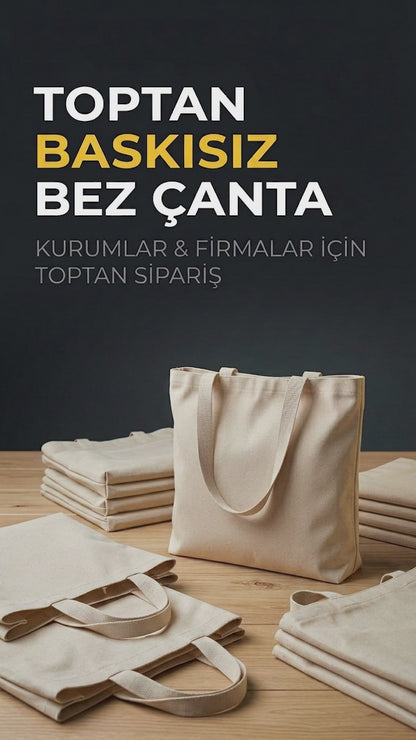 Kanvas Plaj Çantası İç Cepli Örgü Kulp - 48x41x10 cm