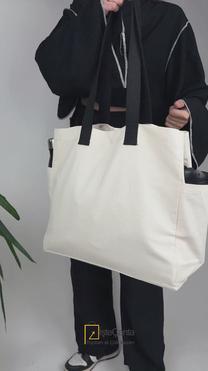 Büyük Kanvas Bez Çanta 40x35x15 cm | Toptan Logo Baskılı