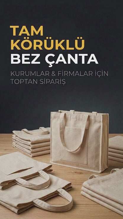 Tam Körüklü Kanvas Çanta - Cepli - 45x35x10 cm