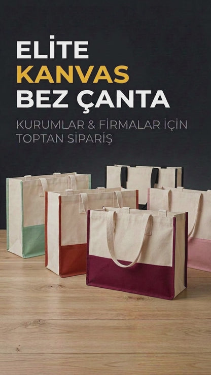 Elite Kanvas Plaj Çantası – Büyük Kapasiteli Alışveriş Çantası, 390gr, 45x35x19 cm - Pudra