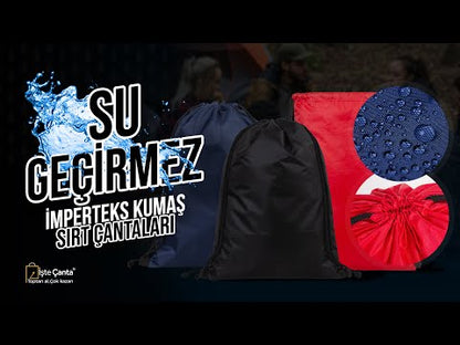 Sarı İmperteks Büzgülü Sırt Çantası - 32x45 cm (Özelleştirilebilir)