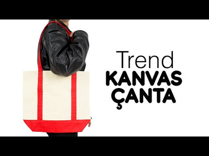 Yılbaşı Trend Kanvas Çanta 40x35x12cm - Renkli Kulp (Özelleştirilebilir)