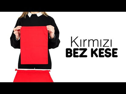 Kırmızı Yılbaşı Temalı Kese 25x35 cm (Özelleştirilebilir)
