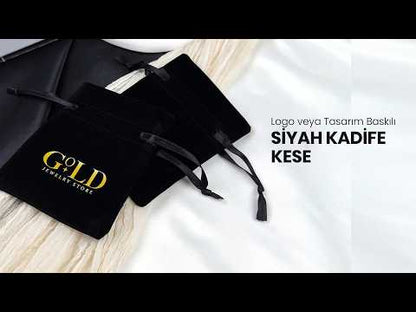 Kadife Gül Kese 10x13 cm - Siyah (Özelleştirilebilir)