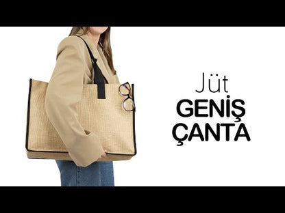 Tam Körüklü Large Jüt Çanta 35x40x12 cm (Özelleştirilebilir)