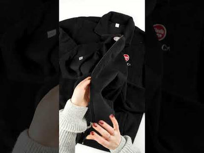 Nakış Baskılı Fermuarlı Polar - Siyah