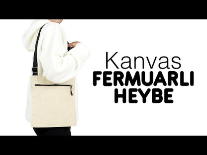 25x28 cm Baskılı Kanvas Fermuarlı Heybe Çanta - Teravih Çantası