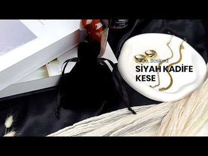 Kadife Gül Kese 10x13 cm - Siyah