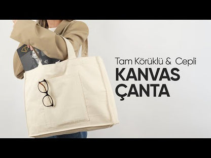 Tam Körüklü Kanvas Çanta - Cepli - 45x35x10 cm (Özelleştirilebilir)