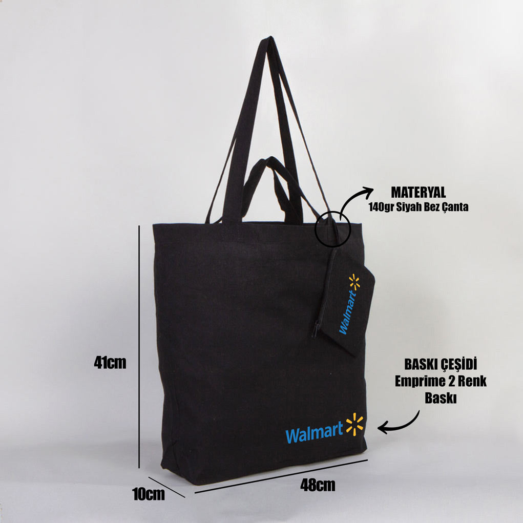 Promosyon Katlanabilir Alışveriş Çantası - Siyah Renk
