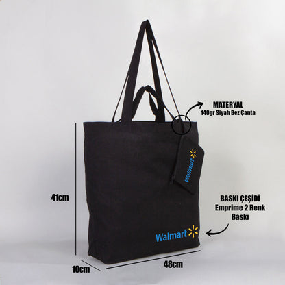 Promosyon Katlanabilir Alışveriş Çantası - Siyah Renk