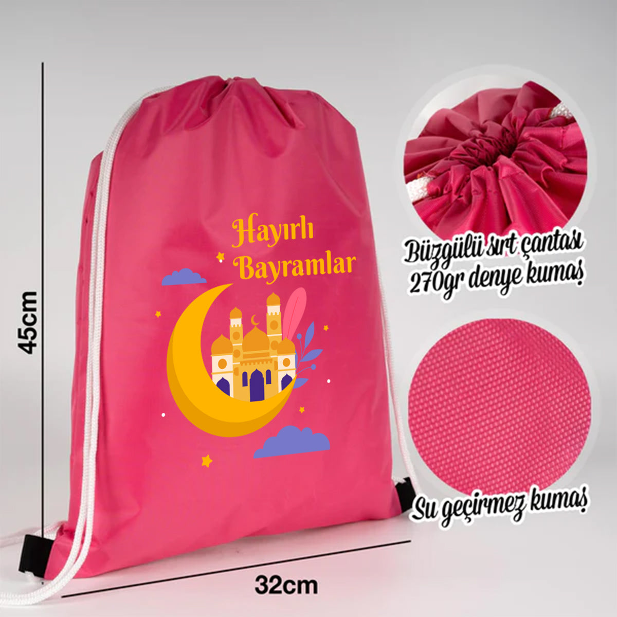 32x45 cm Fuşya İmperteks Sırt Çantası - Bayram Çantam