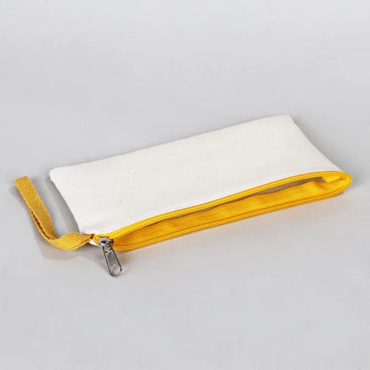 Boyanabilir 21x10 cm Sarı Renkli Fermuarlı Bez Kalemlik - Bayram Kesesi