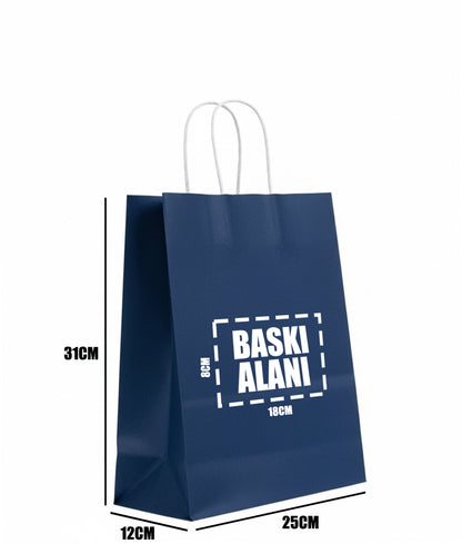 Burgu Saplı Renkli Kraft Kağıt Çanta Min 1000 Adet(Özelleştirilebilir)