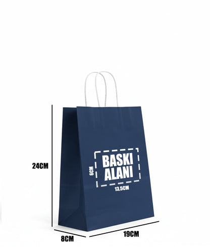 Burgu Saplı Renkli Kraft Kağıt Çanta Min 1000 Adet(Özelleştirilebilir)