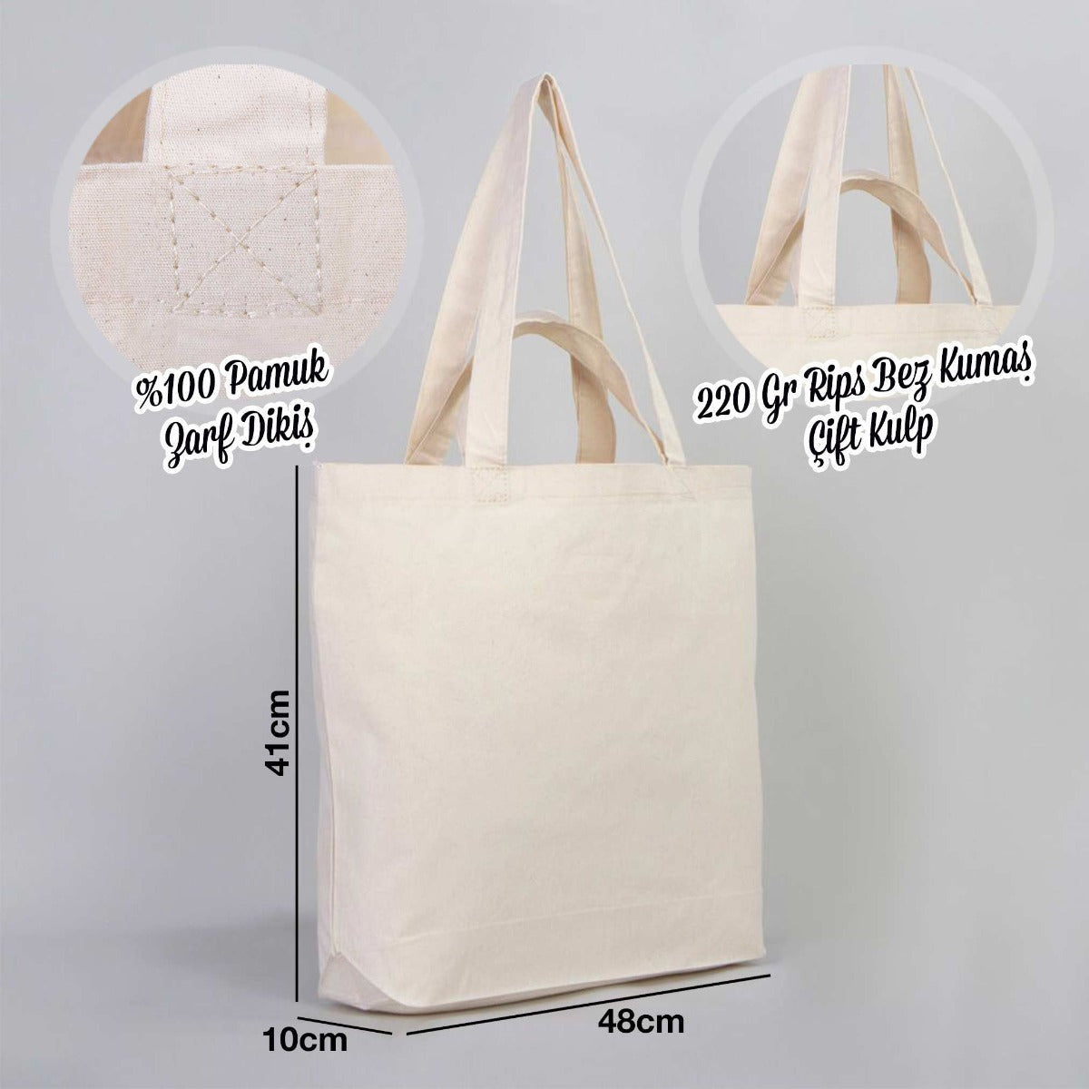 Rips Alışveriş - Market Çantası  Çift Kulplu - 48x41x10 cm