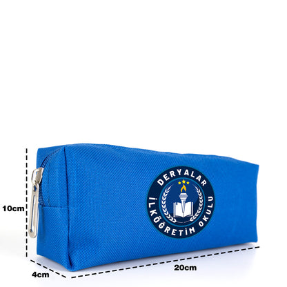 Okul Öğrenci Çanta Seti Sırt Çantası Beslenme Çantası Kalemlik Mavi (Özelleştirilebilir)