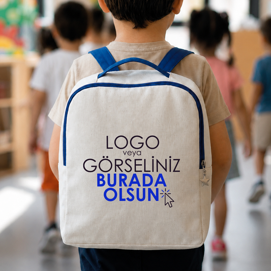 Saks Mavi VIP Kanvas Sırt Çantası (Özelleştirilebilir)