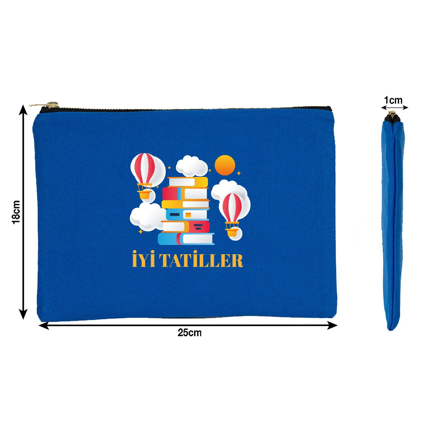 Karne Günü Desenli Saks Mavi Prime Clutch – Metal Fermuarlı 25×18 cm