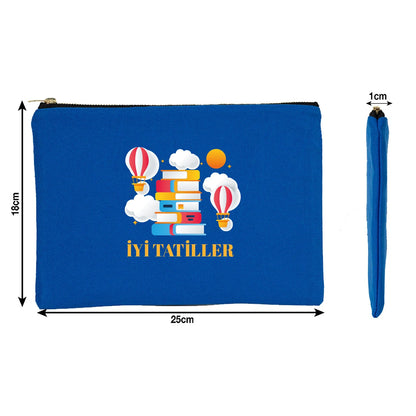 Karne Günü Desenli Saks Mavi Prime Clutch – Metal Fermuarlı 25×18 cm