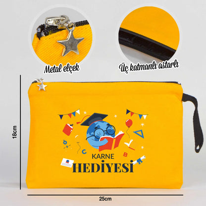 Karne Günü Hediyesi Sarı Clutch Kanvas Çanta 25×18 cm – Astarlı