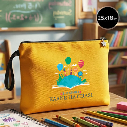 Karne Günü Hediyesi Sarı Clutch Kanvas Çanta 25×18 cm – Astarlı