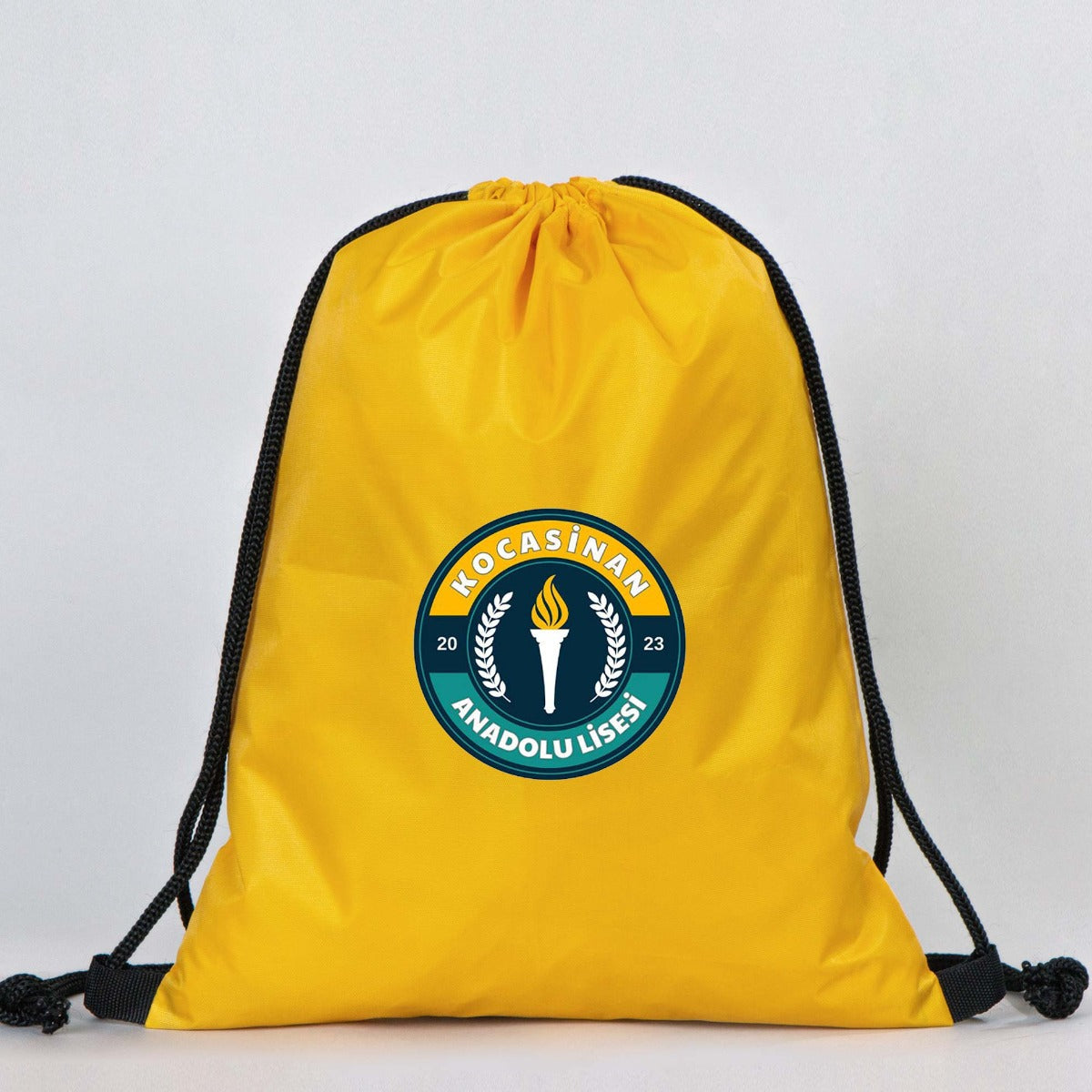 Sarı İmperteks Büzgülü Sırt Çantası - 32x45 cm (Özelleştirilebilir)