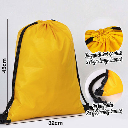 Sarı İmperteks Büzgülü Sırt Çantası - 32x45 cm
