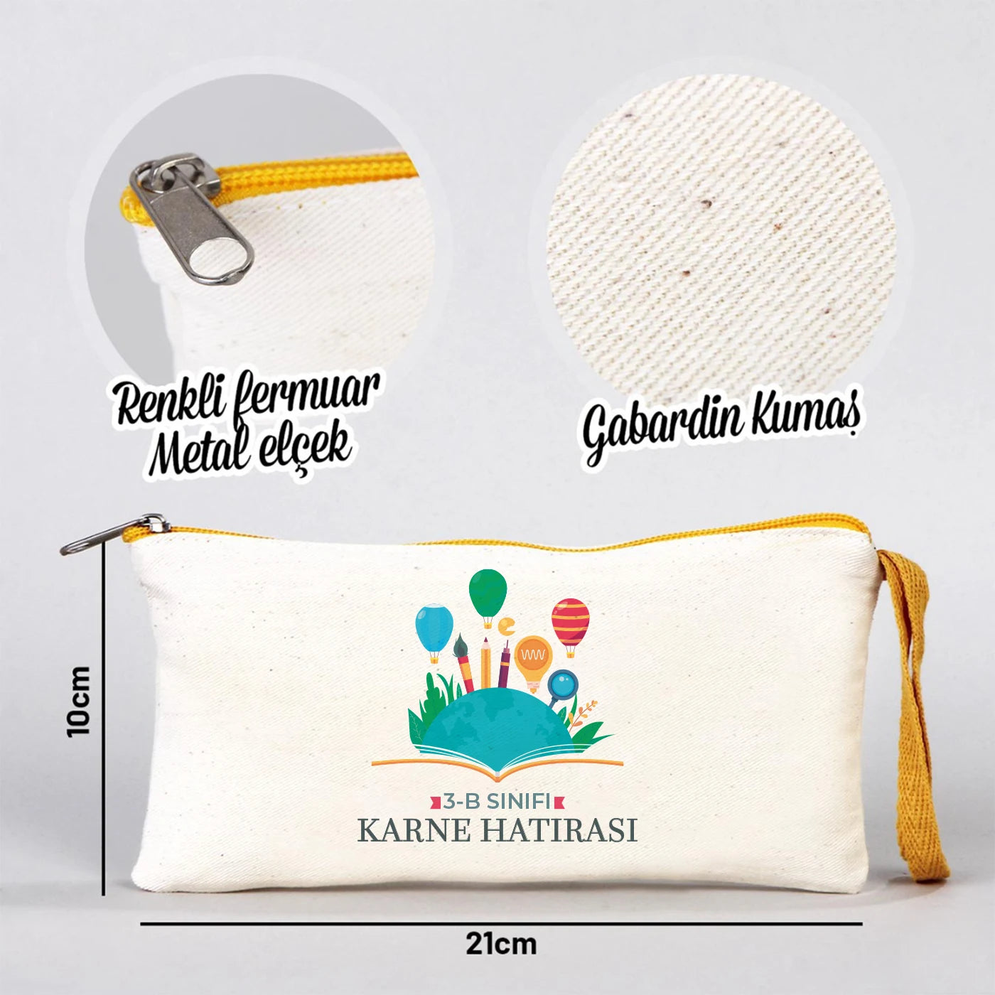 Karne Günü Baskılı Bez Kalemlik –  Sarı Fermuarlı